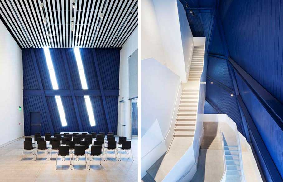 Lecture Setting of MOCA (Amy Frearson 2012) & The Five-Story Double Staircase inside MOCA (Amy Frearson 2012)