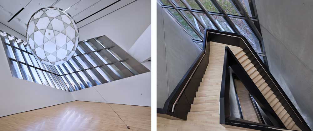The Interior Space of Eli & Edythe Broad Art Museum Featuring Sloped Walls & Irregular volumes (Photo Courtesy of Paul Warchol & Zaha Hadid Architects 2012)