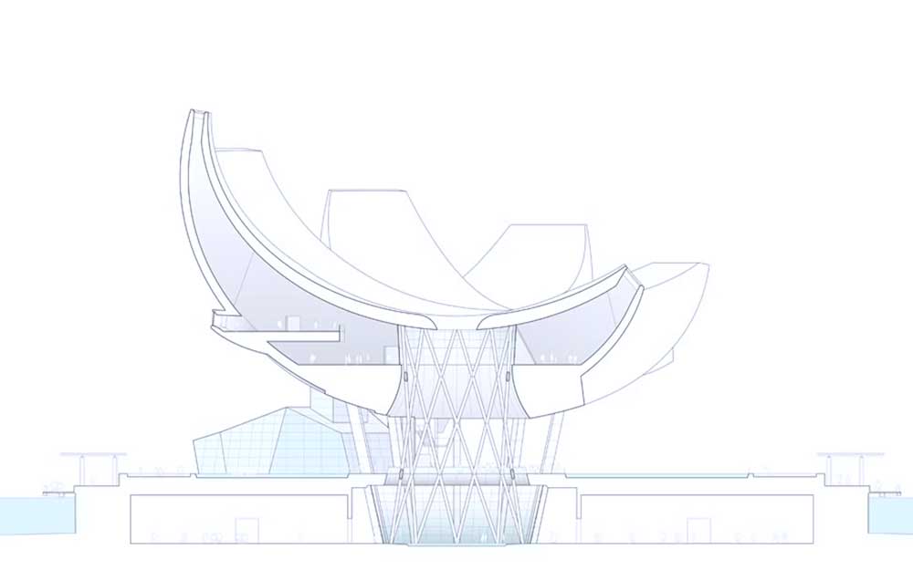 Building Section of ArtScience Museum (Image Courtesy of Safdie Architects 2025)