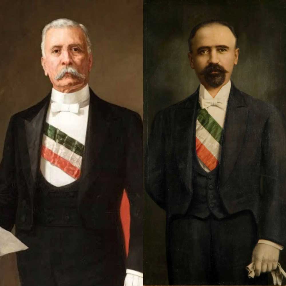 The Ousted Dictator Porfirio Díaz (Left) and the New President Francisco I. Madero (Right) (Photo Courtesy of THE NOT SO INNOVENTS ABROAD 2021)