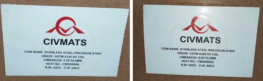 Stainless Steel Precision Strip Exported from CIVMATS in 2020